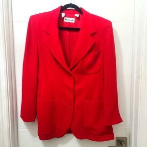 Vintage Anne Klein Red Long Blazer Red 80s RARE Sz 10